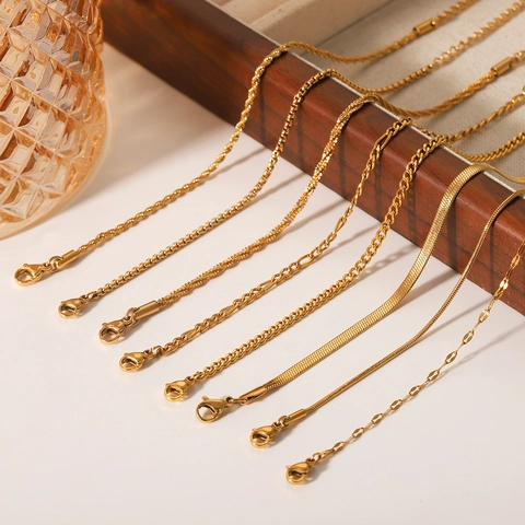 Minimalist Stainless Steel Bracelet 18K Gold Plated Chain Snake Figaro Box Rope Adjustable Elegant Jewelry For Women