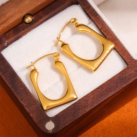Geometrische U-Förmige Creolen Edelstahl Vakuum Vergoldet Minimalistisches Quadrat Oval Mode Schmuck Für Damen