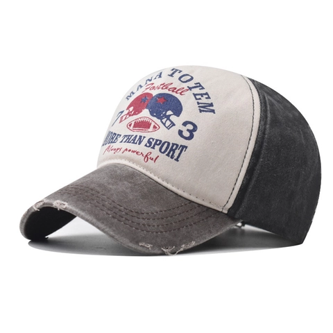 Cappello Da Baseball Vintage Cotone Lavato Distressed Tema Football Americano Splicing Cappello Da Sole Regolabile