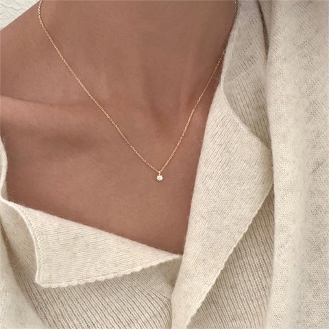 925 Sterling Silver Pendant Necklace Minimalist Round Zircon Simple Small Stone Korean Ins Style Jewelry For Women