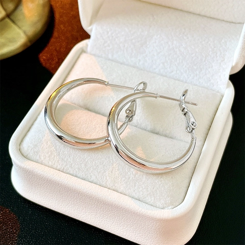 Orecchini A Cerchio Geometrici Da Donna Con Perno In Argento Sterling 925 Gioielli Minimalisti In Rame