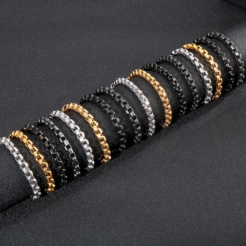 Minimalistische Heren Titaniumstaal Box Ketting Armband Woon-werkverkeer Stijl Roestvrijstalen Armband Voor Dagelijkse Sieraden Accessoires