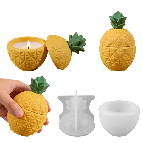 Pineapple Shape 3D Silicone Mold For DIY Candle Jar Storage Box Resin Casting Geometric Textured Crafting Ornament