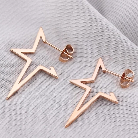 Minimalist Hollow Star Earrings Stainless Steel Geometric Pentagram Stud Jewelry For Women Fashion Accessories