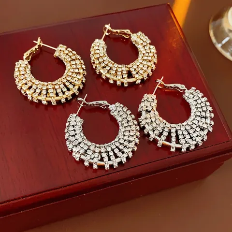 Pendientes De Aro Con Strass Y Poste De Plata Cobre Pavé Joyas De Moda De Lujo Para Mujer