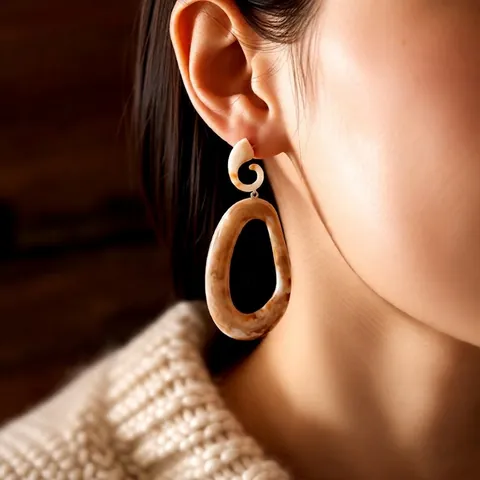 Pendientes Colgantes Huecos Ovalados Exagerados Acrílico Textura Mármol Joyería Geométrica Retro Con Poste De Plata Para Mujeres