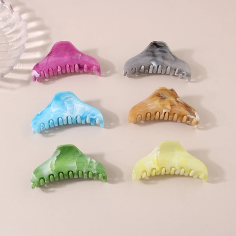 Pinzas Para El Cabello Grandes Patrón De Mármol Antideslizantes Resina Pinzas Geométricas Accesorios De Peinado Para Mujeres