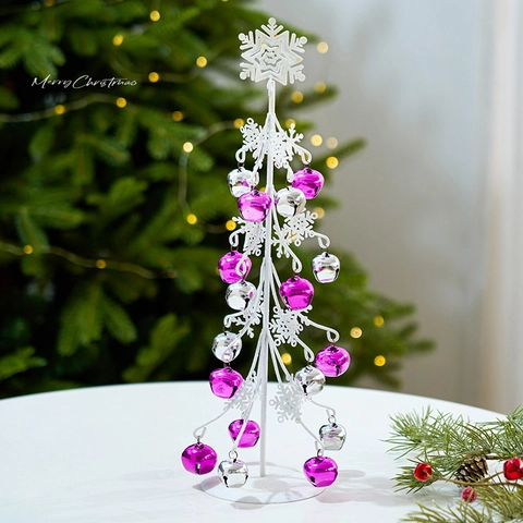 Décoration De Sapin De Noël De Bureau En Fer Moderne Avec Cloches En Métal Rose Et Argent Décor De Table De Fête