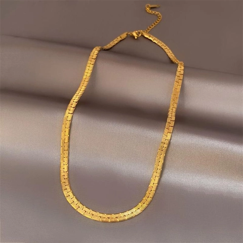 Collana A Catena Di Serpente Piatta Acciaio Inossidabile Minimalista Ampia Gioielli Per Donne Stile Retro Punk