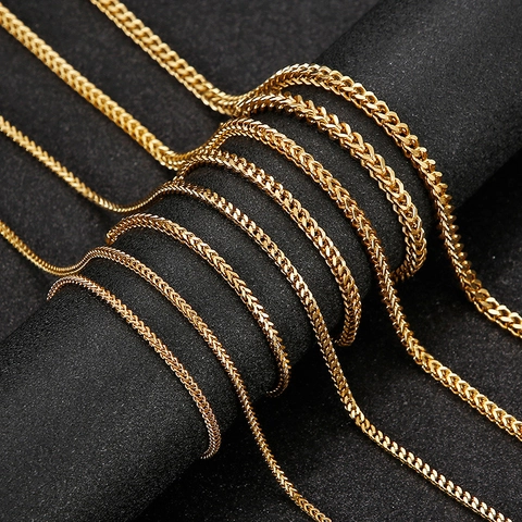 Collana E Bracciale In Acciaio Inossidabile Catena Franco Wheat Hip Hop Punk Gioielli Lucidati Per Uomo