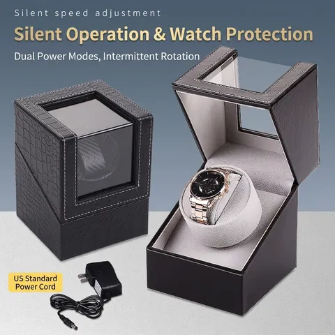 Scatola Caricatore Orologio Automatico Pelle PU Motore Silenzioso Alimentazione Versatile Per Orologi Meccanici Display
