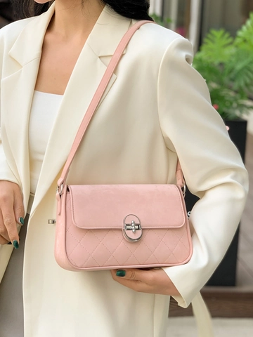 Borsa A Tracolla In Pelle PU Trapuntata A Rombi Donna Chiusura Girevole In Metallo Borsa A Spalla Quadrata Urbana Minimalista Versatile Moda