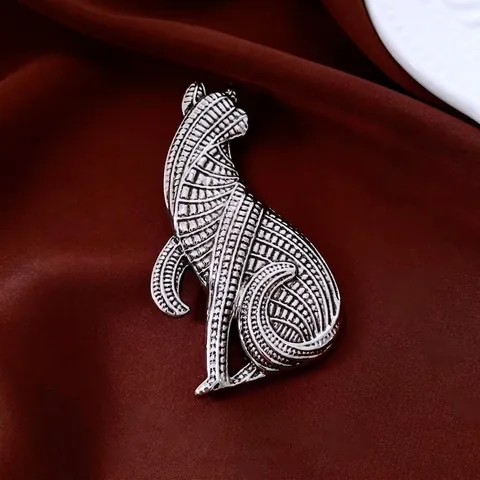 Spilla Gatto Artistica Lega Placcata Oro Rosa Trama Geometrica Intrecciata Spilla Animale Vintage Per Abito Da Donna