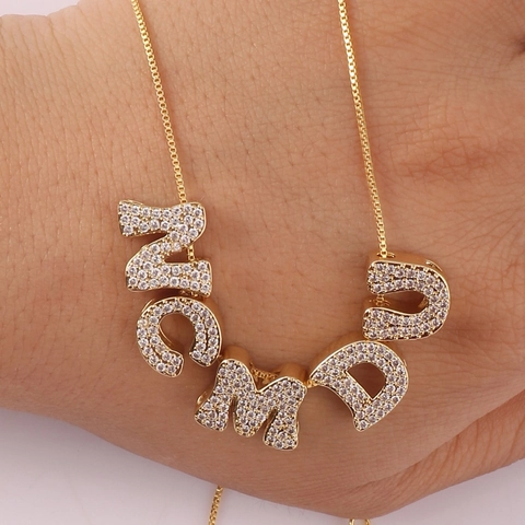 Collana Iniziale In Rame Placcato Oro Ciondolo Lettera Con Zirconia Cubica Trasparente Gioielli Di Moda Per Donna