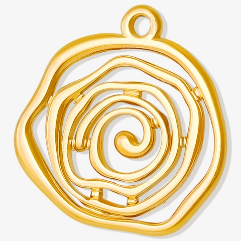 Edelstahl Rose Blume Anhänger Spirale Irregulär Rund Charm Für Schmuckherstellung DIY Trendiges Minimalistisches Zubehör
