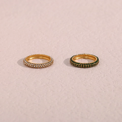 Δαχτυλίδι Eternity Band από Ανοξείδωτο Ατσάλι με Ζιρκόνια για Γυναίκες Πολυτελές Χρυσό Ένθετο Κοσμήματα Μόδας