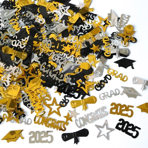 Graduation Party Confetti Metallic Foil Congrats Grad Star Cap Diploma Shape Table Decoration Celebration Decor