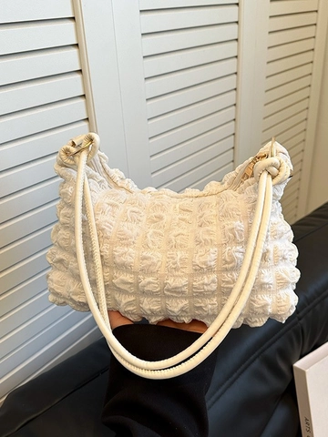 Borsa A Spalla Da Donna Texture Popcorn Pieghettata Tessuto Bolle Sottobraccio Borsa Hobo Minimalista Chic Pendolare