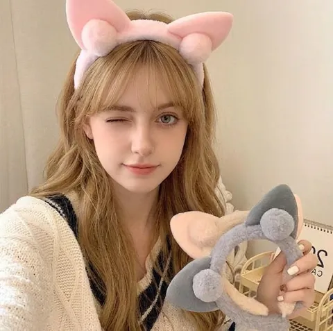 Plush Cat Ear Headband Soft Fuzzy Hairband For Face Washing Skincare Cartoon Sweet Leopard Print For Women Girls