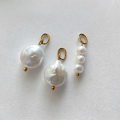 Stainless Steel Freshwater Pearl Pendant For Women Baroque Irregular Shape Pearl Charm For DIY Necklace Jewelry Making Accessory