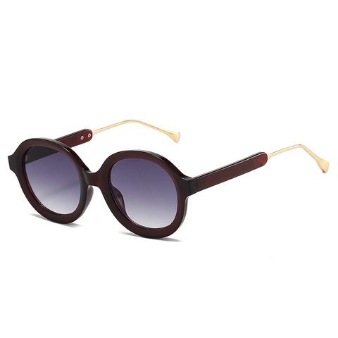 Round Frame Sunglasses Vintage Oversized UV400 Protection Gradient Lens PC Metal Temples Fashion Eyewear For Women Men