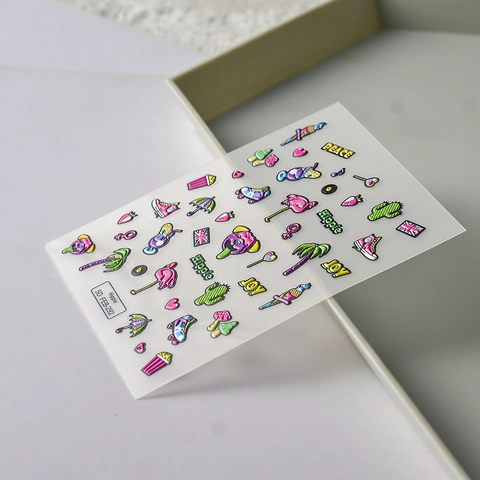 5D Ανάγλυφα Αυτοκόλλητα Νυχιών Flamingo Parrot Decals Για DIY Μανικιούρ Hippie Style
