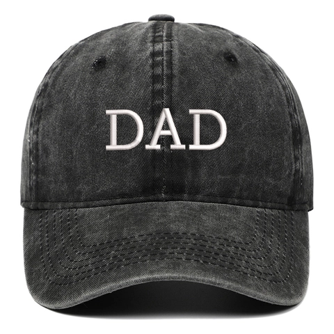 Washed Cotton Baseball Cap Retro Embroidered MOM DAD Letters Peaked Sun Hat Vintage Distressed Adjustable For Outdoor