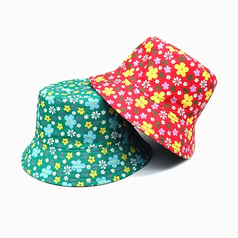 Fischerhut Mit Blumendruck Polyester Sonnenschutz Outdoor Retro Topfhut Für Damen Herren