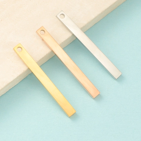 Pendentif Barre Rectangle En Acier Inoxydable Poli Miroir Pour Fabrication De Bijoux Collier DIY Minimaliste Étiquette