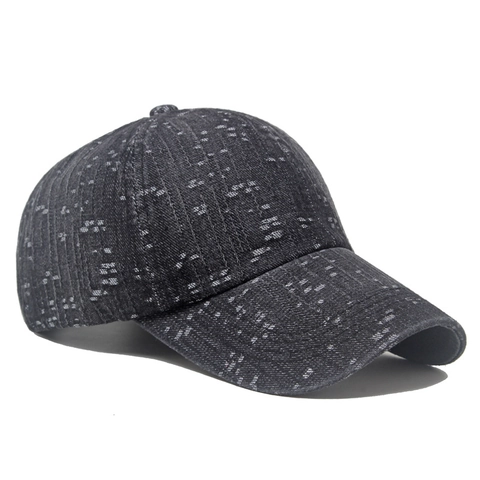 Washed Cotton Denim Baseball Cap Distressed Jacquard Pattern Adjustable Buckle Outdoor Streetwear Vintage Hat Unisex