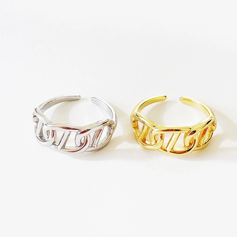 Anello Regolabile In Argento Sterling 925 Minimalista Stile Catena Ad Ancora Gioielli Di Moda Per Donna