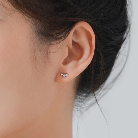 S925 Sterling Silver Zirconia Jewelry Set Cute Candy Style Three Stones Earrings And Necklace For Women Minimalist Fashion Accessories