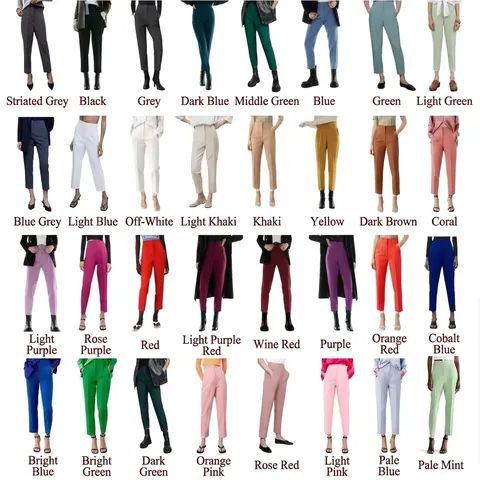 Women High Waist Straight Leg Pants Polyester Solid Color Office Business Casual Trousers With Pockets