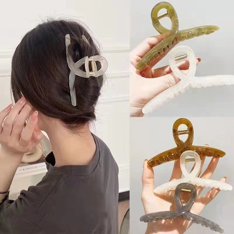 Large Hair Claw Clips Acrylic Resin And Zinc Alloy Strong Hold Minimalist Elegant Shark Hair Clips For Women