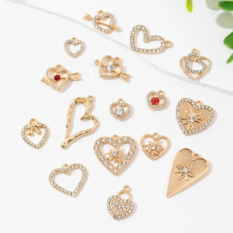 Ciondoli In Lega A Forma Di Cuore Con Strass Per Creazione Gioielli DIY Collane Bracciali Orecchini Accessori Moda