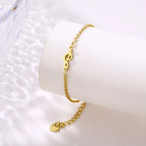 Pulsera con Colgante de Nota Musical Clave de Sol para Mujer de Acero Inoxidable Dorado Plateado Símbolo de Música Joyería Regalo