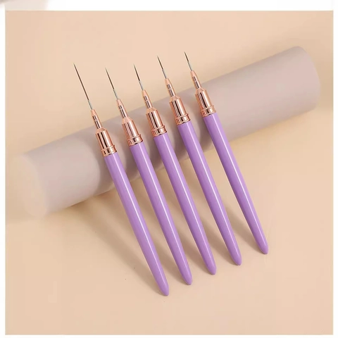 Pennelli Liner Nail Art Ultra Sottili Disegno Pittura Professionale Manico Alluminio Ghiera Rame Setole Nylon Multicolore