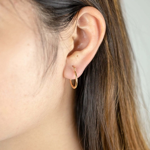 Hoop Earrings For Women 18K Gold Plated Stainless Steel Minimalist French Hollow Plain Round Twisted Geometric Jewelry