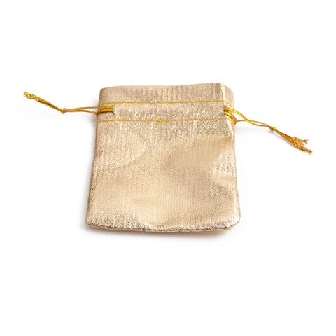 Metallic Shiny Gold Silver Drawstring Jewelry Pouch Gift Packaging Bag For Wedding Party Favors Jewelry Storage Bag