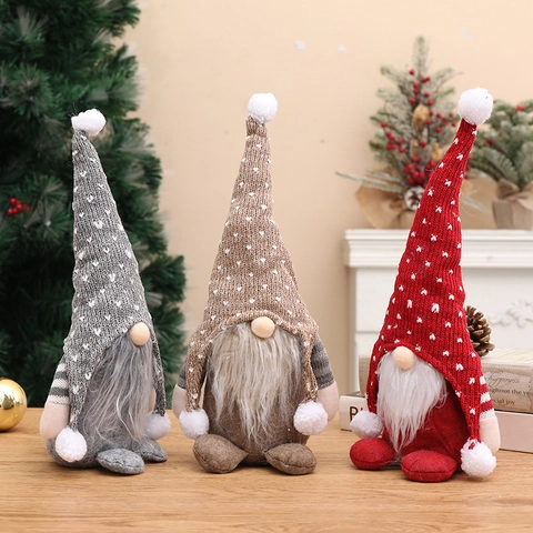 Gnomo De Navidad Muñeca Sin Rostro Decoración Gorro De Punto Peluche Tomte Sueco Ornamento Para Hogar Escritorio Fiesta Decoración