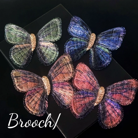 Schmetterling Brosche Pin Für Frauen Legierung Bestickt Stoff Flügel Gradient Farbig Vintage Schmuck Zubehör
