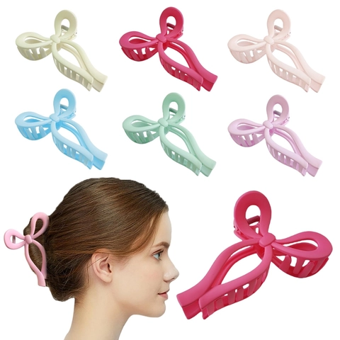 Large Bow Knot Hair Claw Clips Matte Frosted Plastic Strong Hold Back Head Shark Clip Fashion Hair Accessories For Women