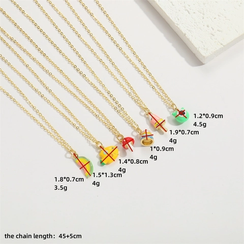 Schattige Emaille Paddenstoel Taart Ijsje Hanger Halsketting Voor Vrouwen Meisjes Verguld Koper Zirconia Cartoon Fruit Sieraden