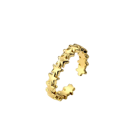 Mode Verstellbare Offene Ringe Kupfer Vergoldet Mikro Eingelegter Zirkon Herz Stern Sternenklare Geometrische Trendige Schmuck