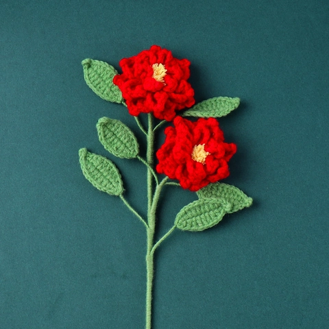 Handgefertigte Gehäkelte Strickblumen Aus Wolle Gardenie Rose Künstliche Blumenstiele Für Die Heimdekoration Geschenk