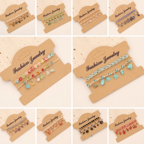 Bohemisch Gewebte Armbänder Naturstein Anhänger Kristallperlen Handgefertigter Schmuck Für Damen