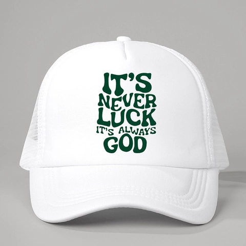 Trucker Hat Polyester Mesh Atmungsaktiv Verstellbar Gebogener Schirm God Slogan Druck Outdoor Sonnenschutz Unisex