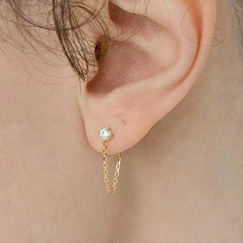 Minimalist Cubic Zirconia Chain Link Stud Earrings With 925 Sterling Silver Earring Post Elegant Copper Jewelry For Women