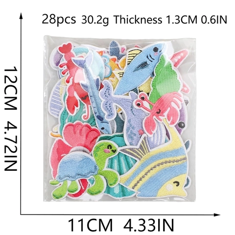 Meereslebewesen Stickerei Patches Zum Aufbügeln Cartoon Meerestiere Applikationen Hai Delphin Schildkröte Muschel Für DIY Kleidung Dekor