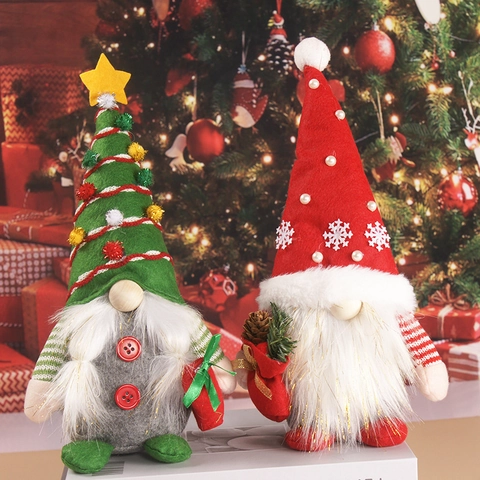 Christmas Gnome Plush Doll Faceless Santa Gonk Decoration Long Beard Handmade Scandinavian Nordic Home Party Ornament